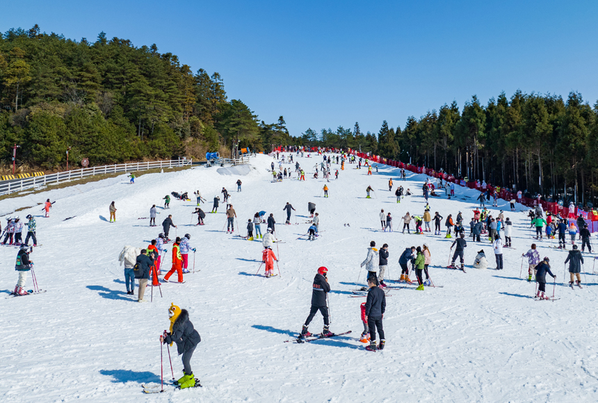 游客們紛紛慕名而來，欣賞絕美風(fēng)光，體驗高山滑雪。陳旅攝