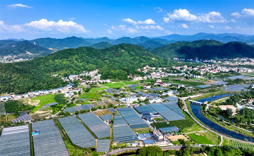 航拍鏡頭下的江西省萍鄉(xiāng)市湘東區(qū)麻山鎮(zhèn)麻山村美景如畫。李桂東攝